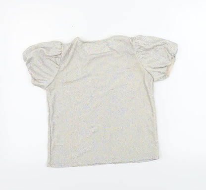 Back view of Next girls’ beige basic t-shirt, size 11, years