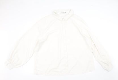 Additional front view of In the Style women’s white basic button-up, size UK 20