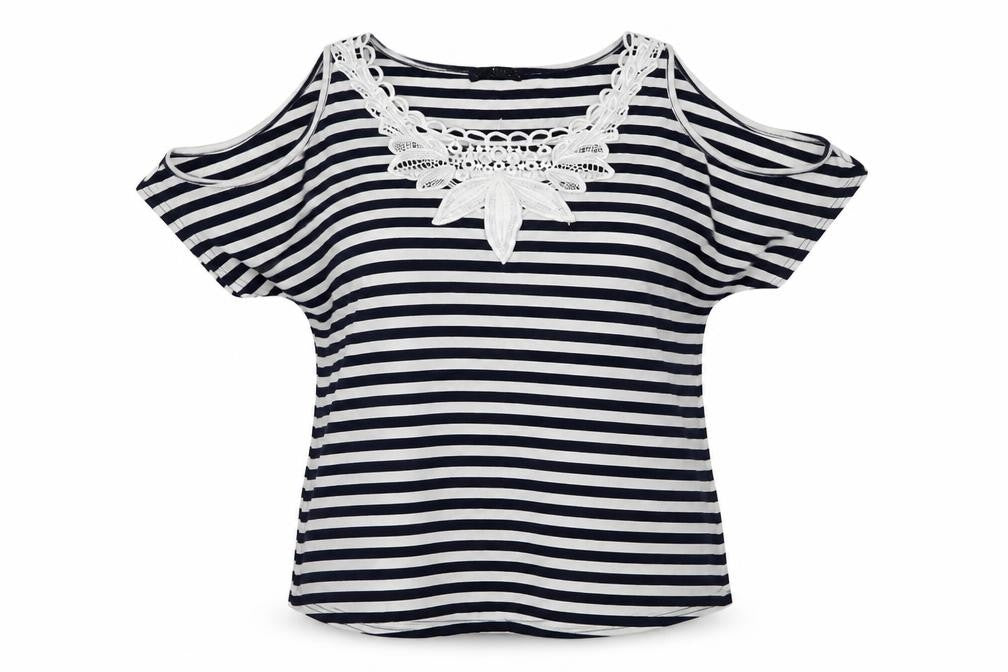 Quiz Womens Blue Striped  Basic Blouse Size 16