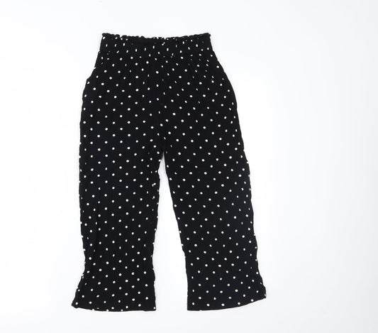 NEXT Girls Black Polka Dot  Cropped Trousers Size 9 Years