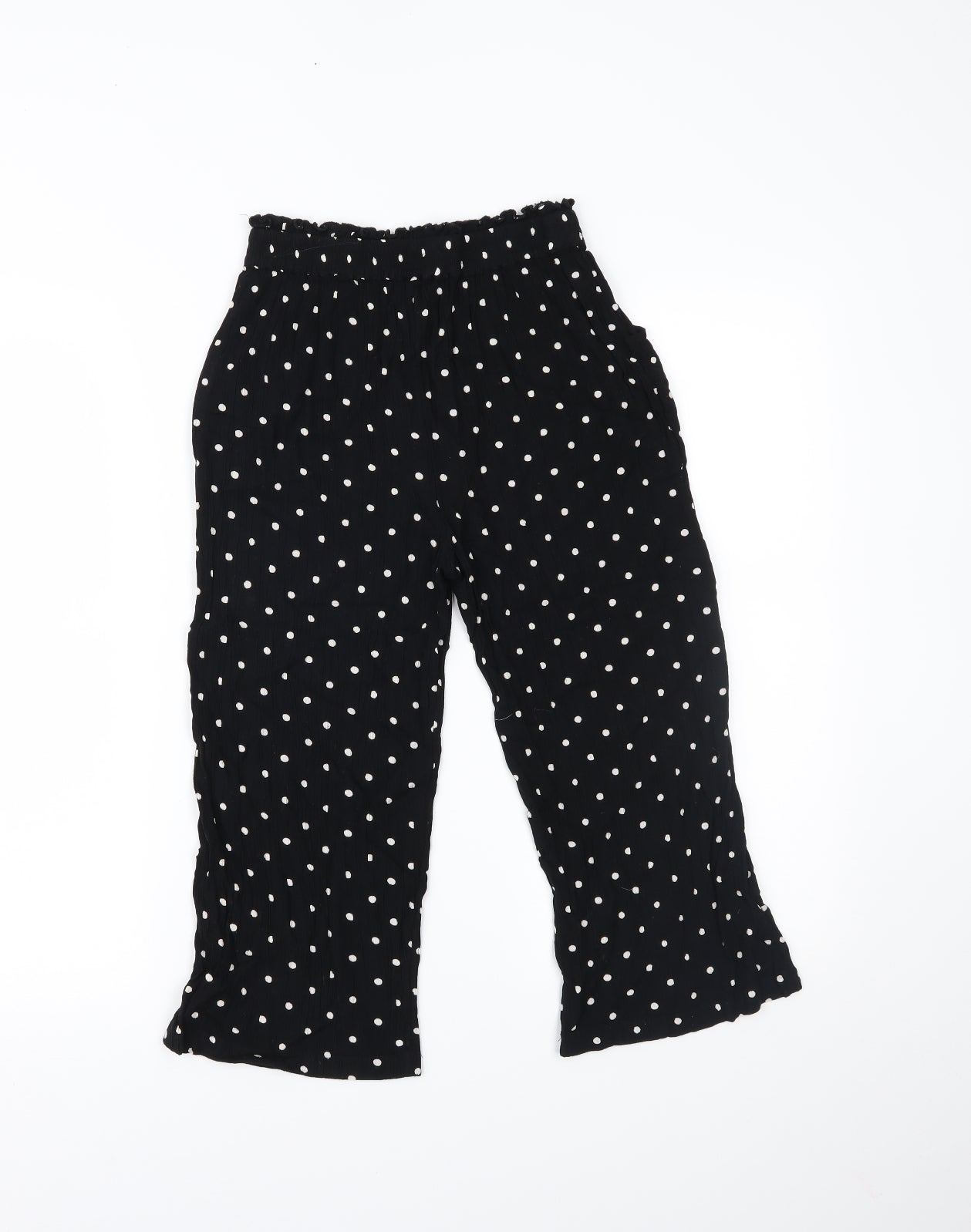 NEXT Girls Black Polka Dot  Cropped Trousers Size 9 Years