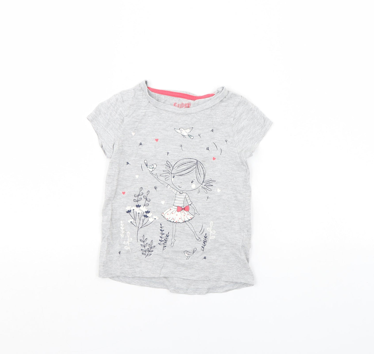 F&F Girls Grey   Basic T-Shirt Size 2 Years