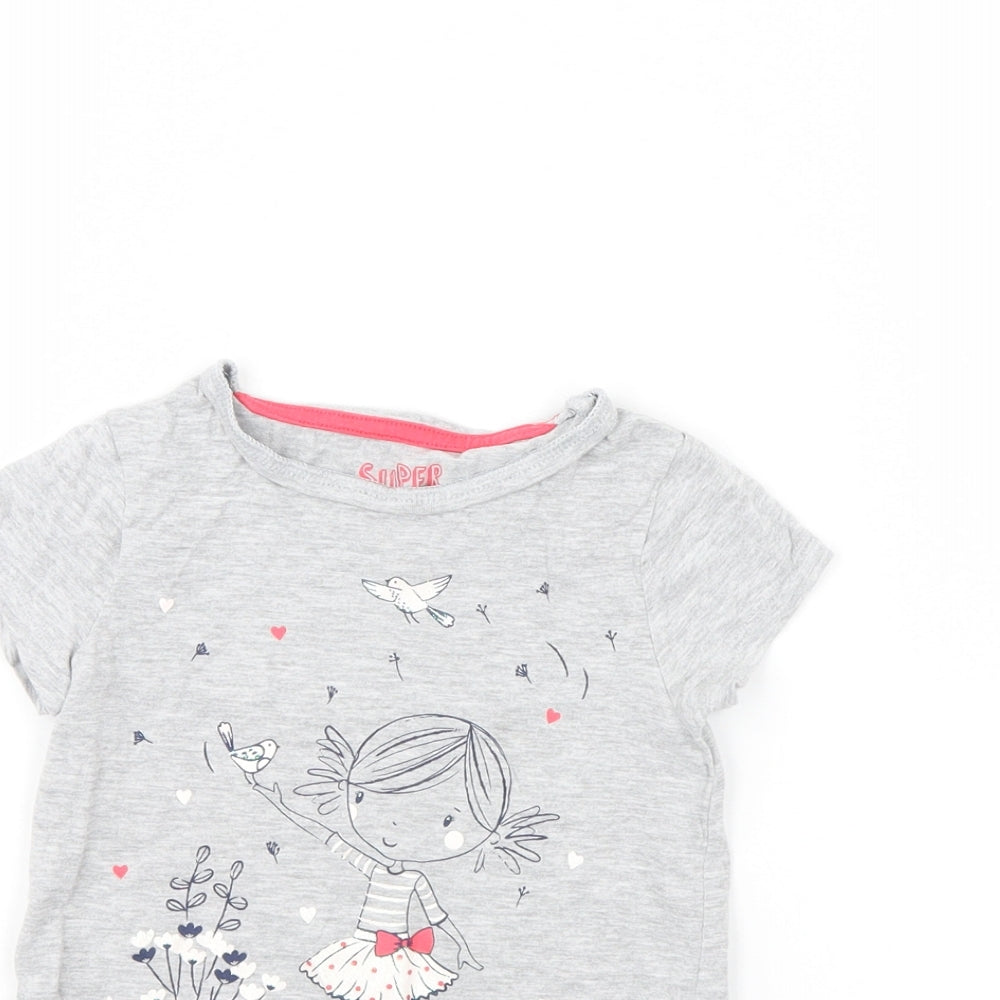 F&F Girls Grey   Basic T-Shirt Size 2 Years