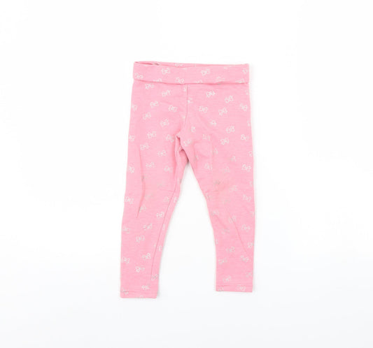 Primark Girls Pink Spotted  Capri Trousers Size 2 Years - BOW