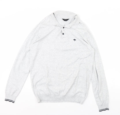 Additional front view of Easy men’s grey henley jumper, size M