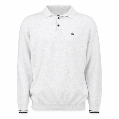 Front view of Easy men’s grey henley jumper, size M