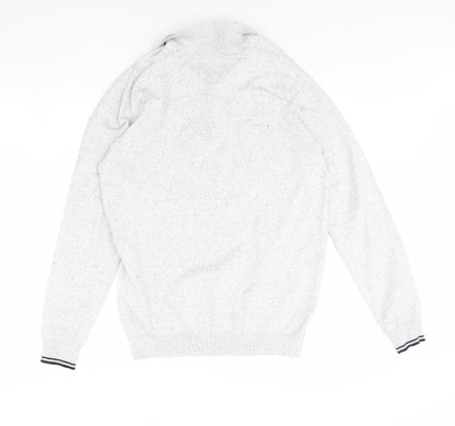 Back view of Easy men’s grey henley jumper, size M