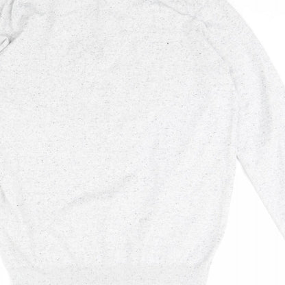 Brand and care label for Easy men’s grey henley jumper, size M