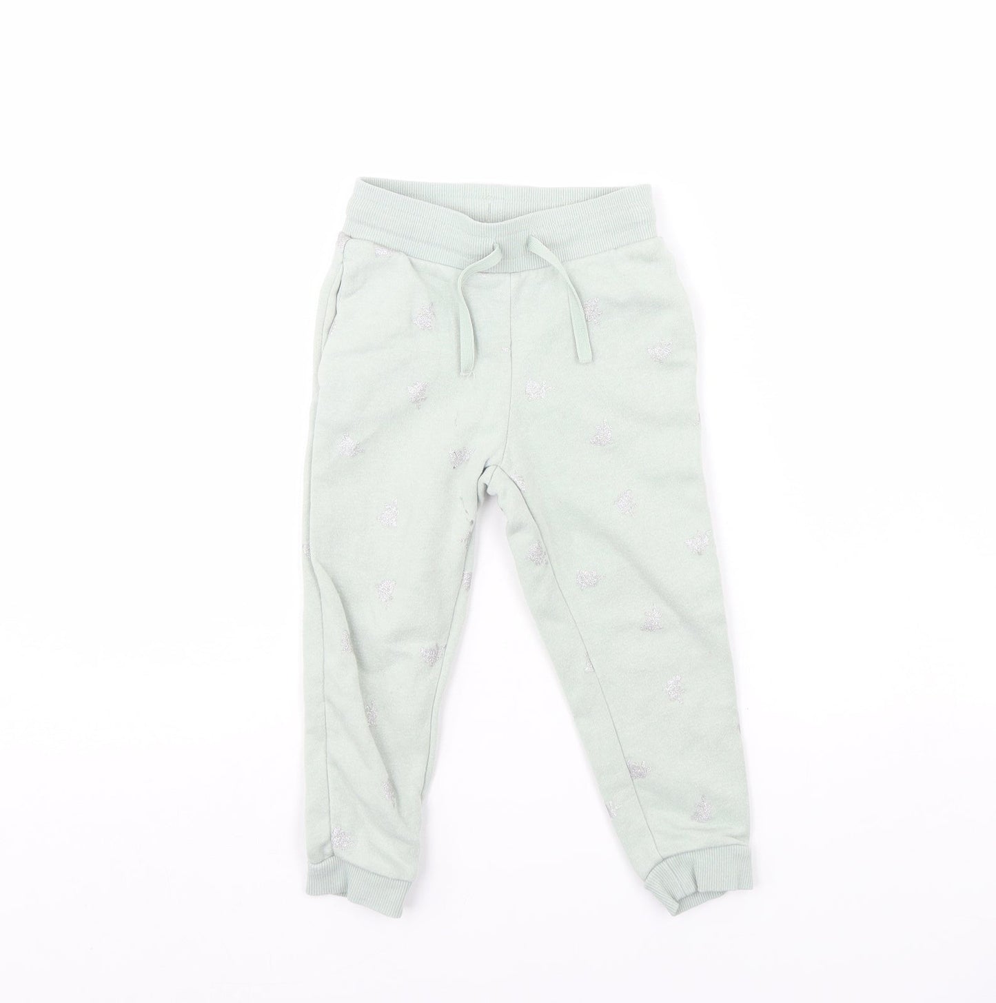 H&M Girls Green Animal Print  Jogger Trousers Size 2 Years