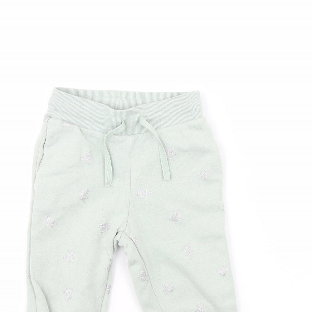 H&M Girls Green Animal Print  Jogger Trousers Size 2 Years