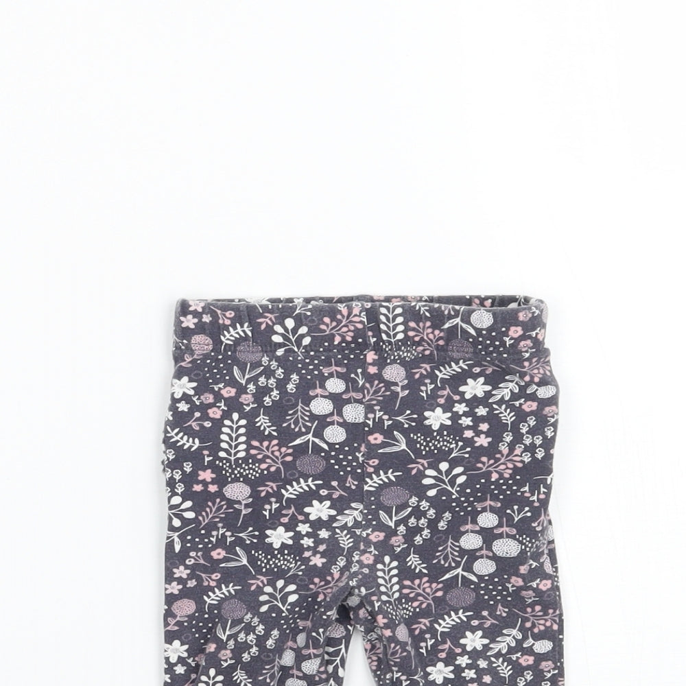 George Girls Grey Floral  Capri Leggings Size 3-6 Months