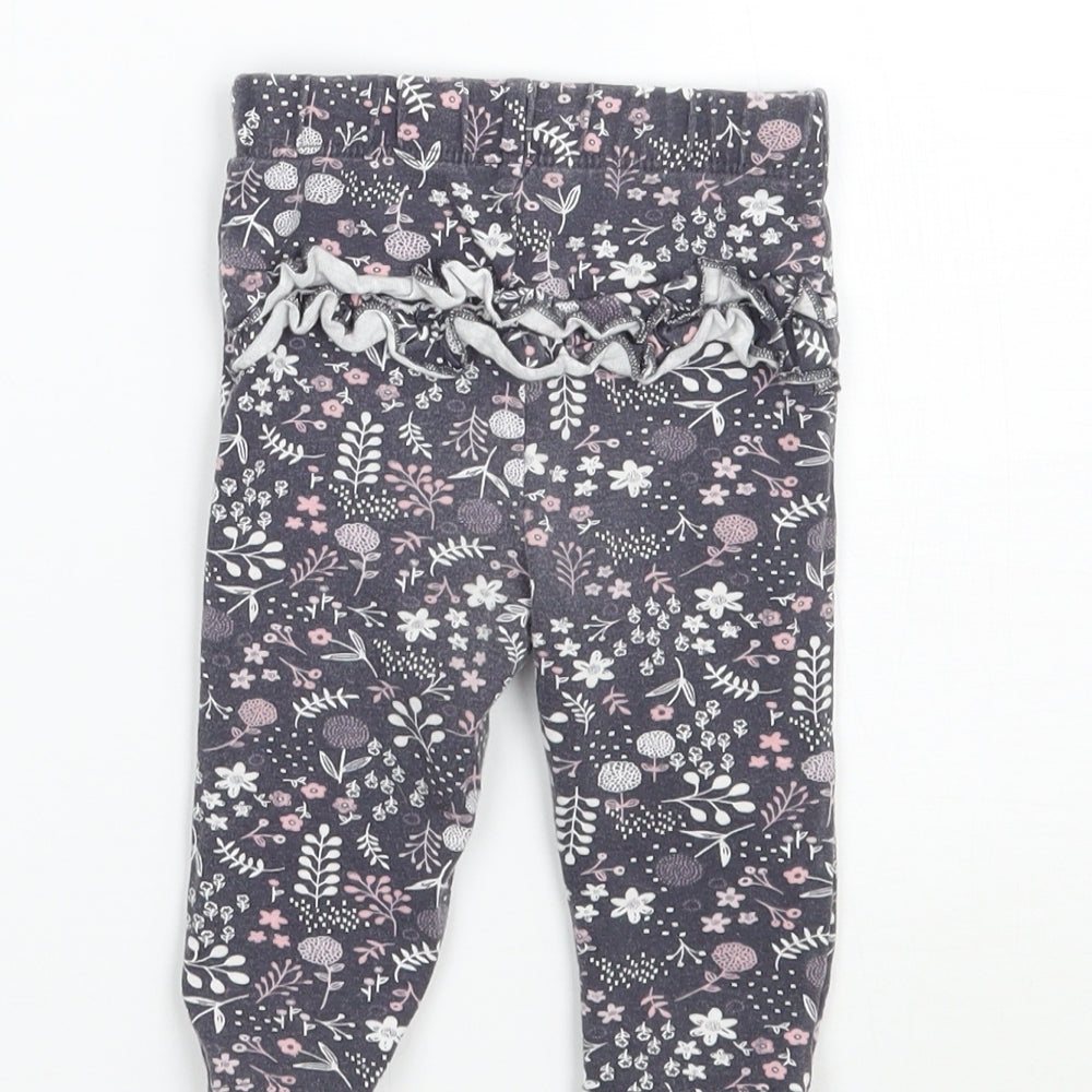 George Girls Grey Floral  Capri Leggings Size 3-6 Months