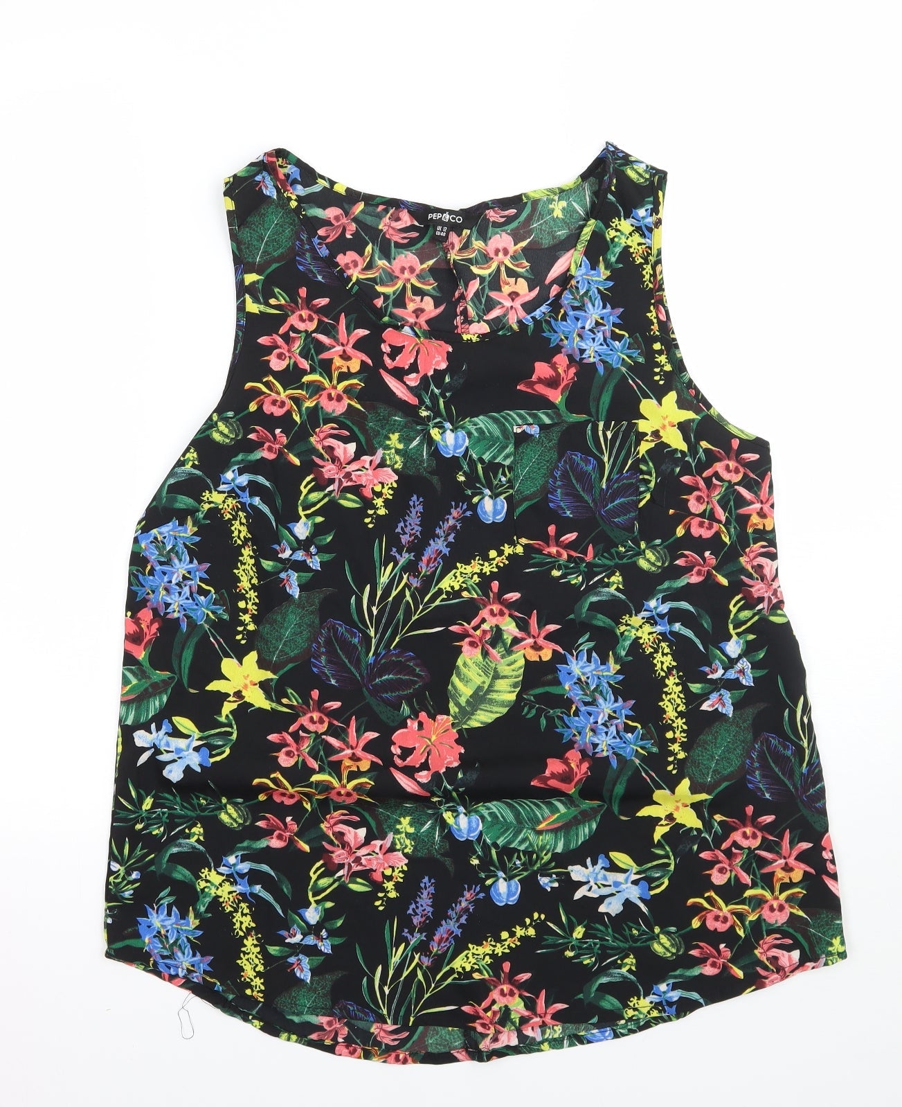 Pep&co Womens Black Floral  Basic Blouse Size 12