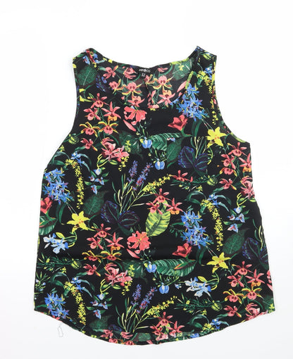 Preloved Pep&co Womens Black Floral  Basic Blouse Size 12 - Front