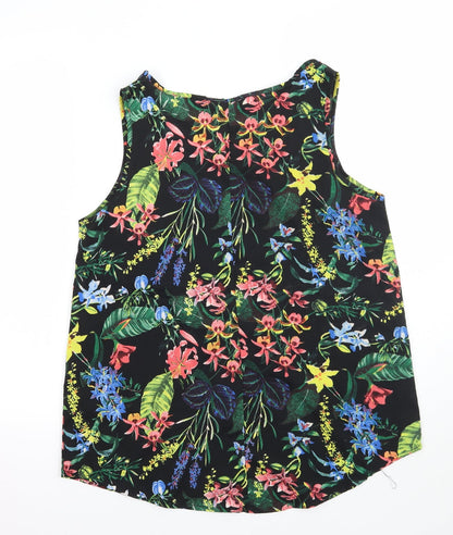 Preloved Pep&co Womens Black Floral  Basic Blouse Size 12 - Back