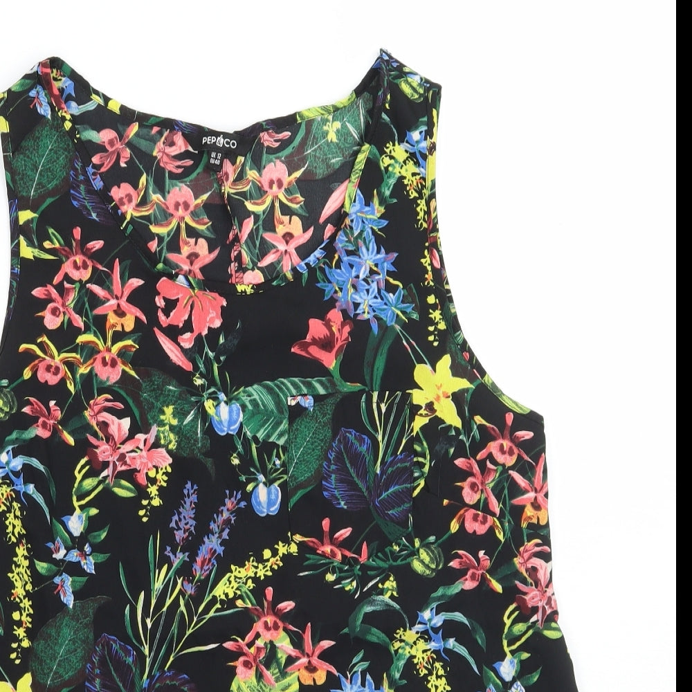 Pep&co Womens Black Floral  Basic Blouse Size 12