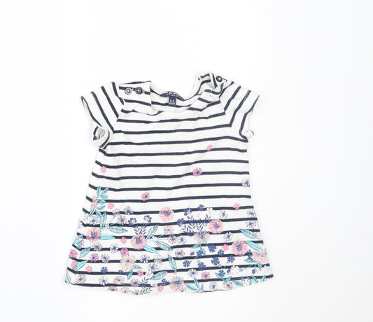 Maine New England Girls White Striped  T-Shirt Dress  Size 0-3 Months