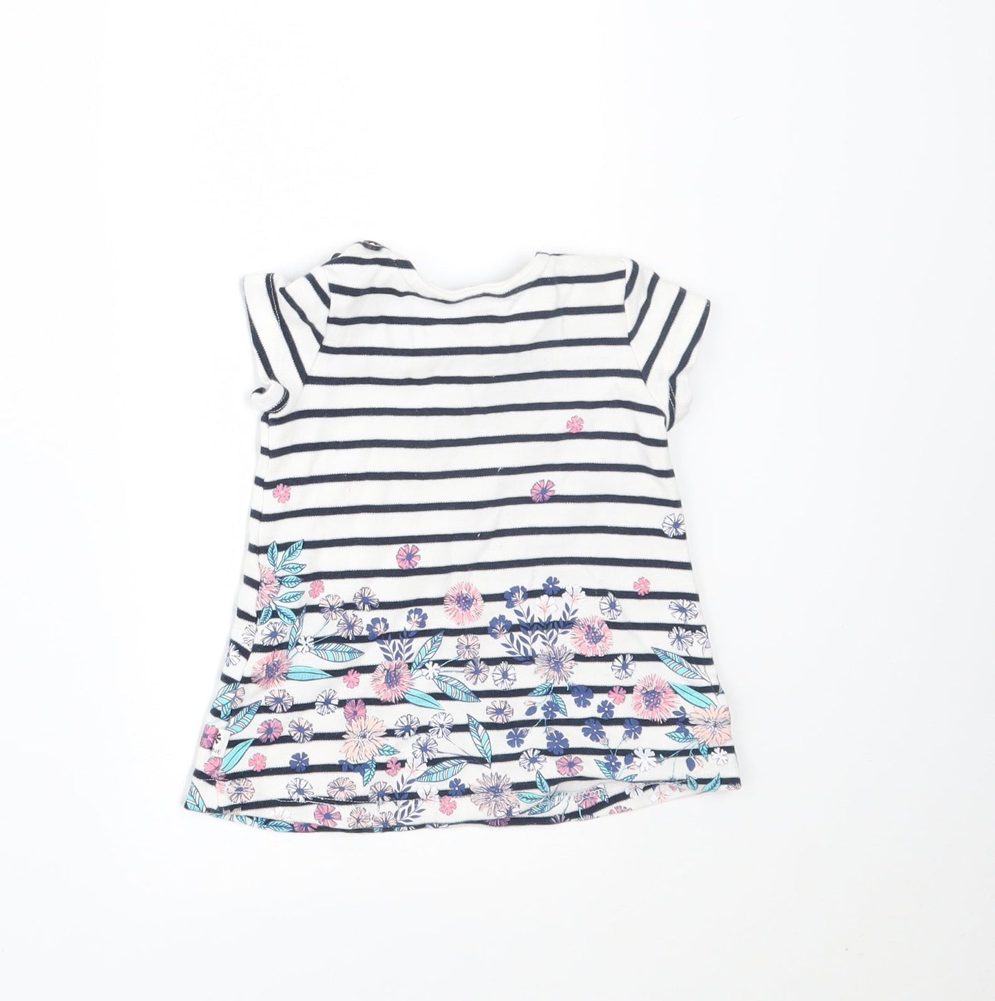Maine New England Girls White Striped  T-Shirt Dress  Size 0-3 Months