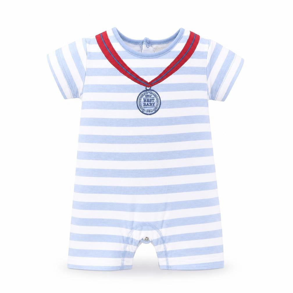 mamas & papas Baby Blue Striped  Romper One-Piece Size 3-6 Months
