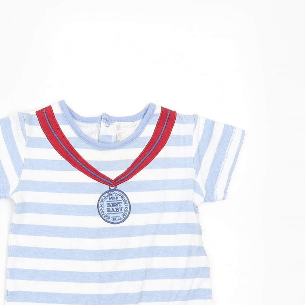 mamas & papas Baby Blue Striped  Romper One-Piece Size 3-6 Months