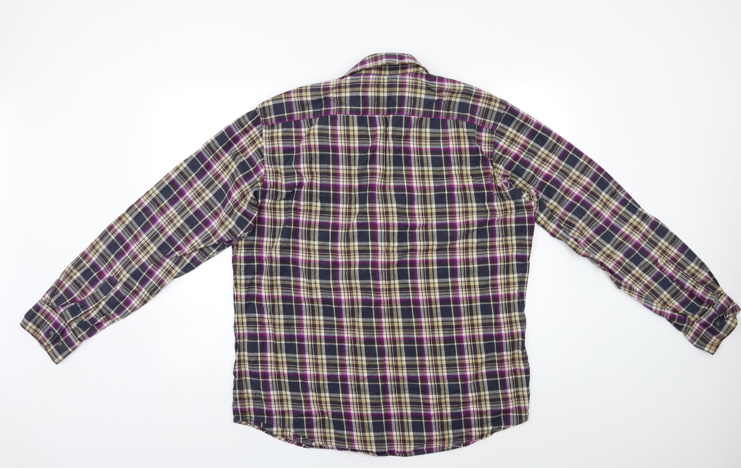 M&S Mens Multicoloured Check   Button-Up Size L