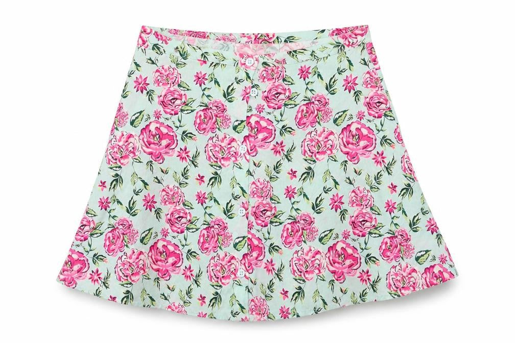 H&M Womens Green Floral  Flare Skirt Size 6