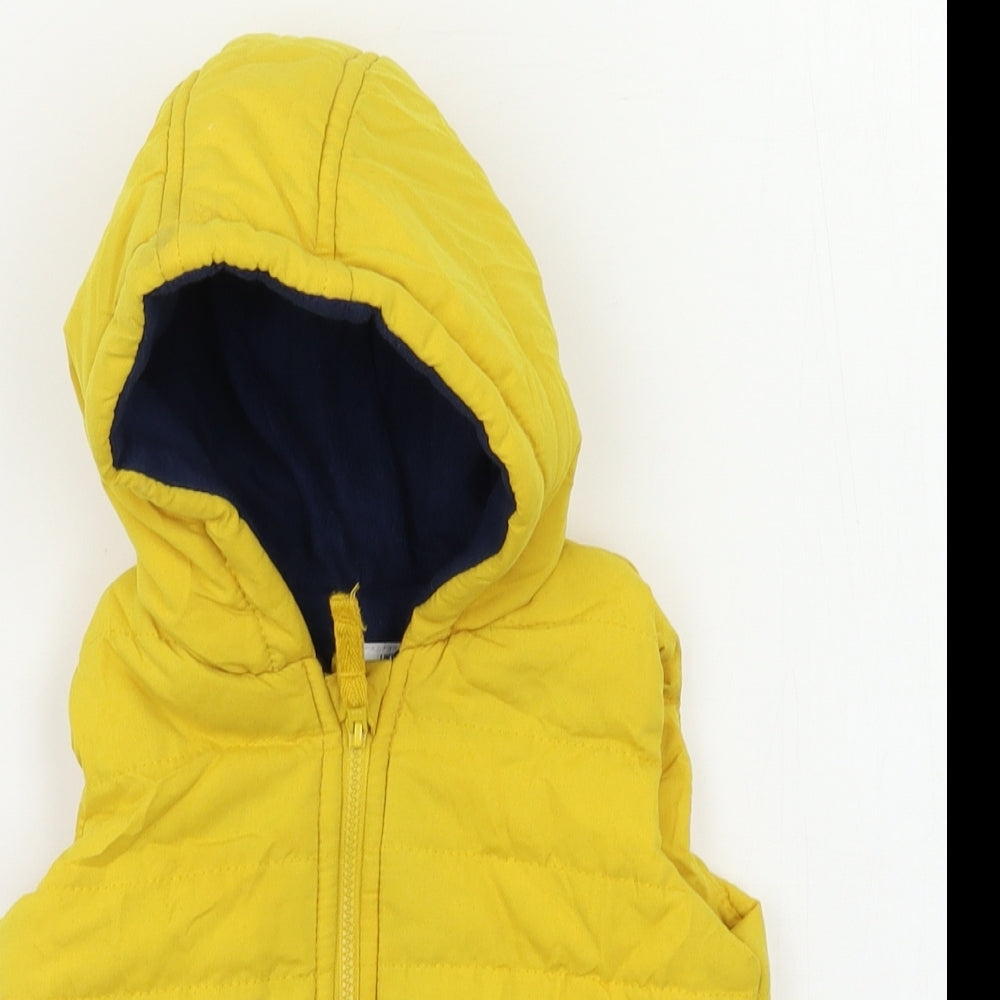 F&F Baby Yellow   Puffer Jacket Waistcoat Size 12 Months