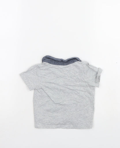 Back view of Disney boys’ grey basic polo, size 12-18, months