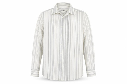 Burton Mens White Striped   Button-Up Size L