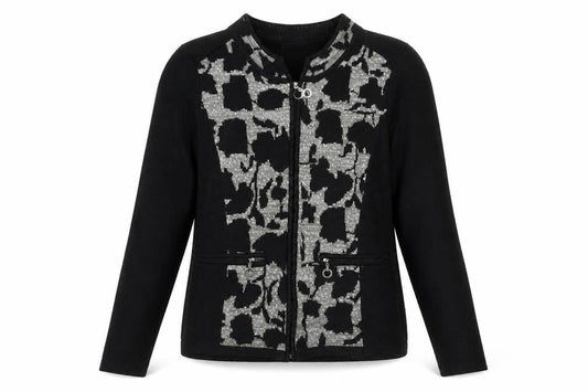 Anna Rose Womens Black Geometric Knit Cardigan Jumper Size S