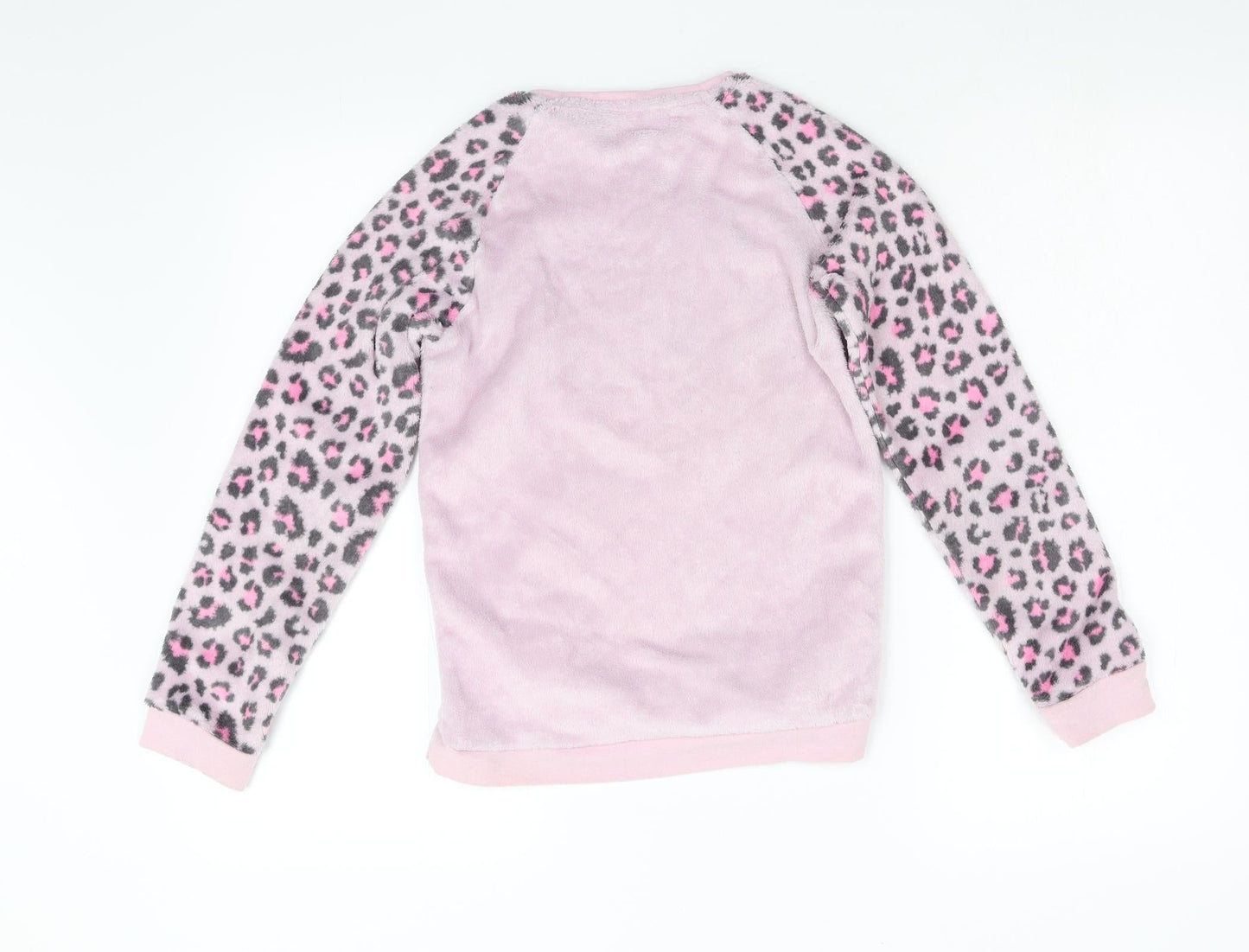 Pep & Co Girls Pink Animal Print Fleece Top Pyjama Top Size 10-11 Years