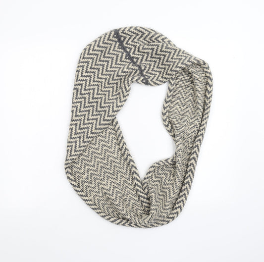 Preworn Unisex Grey Striped Knit  Scarf
