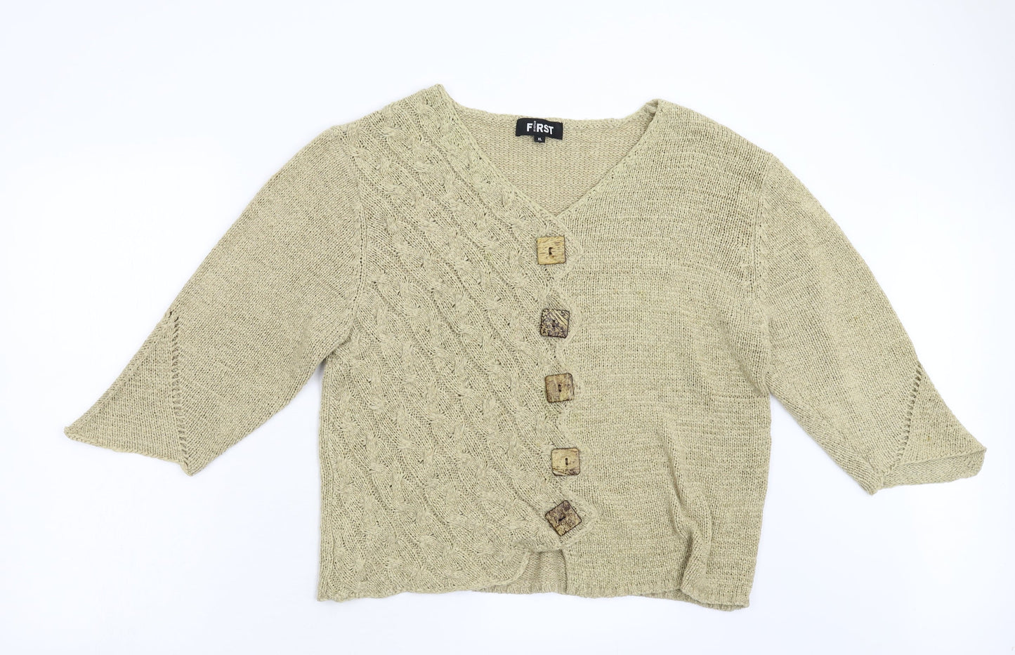 First Avenue Womens Beige  Knit Pullover Jumper Size XL