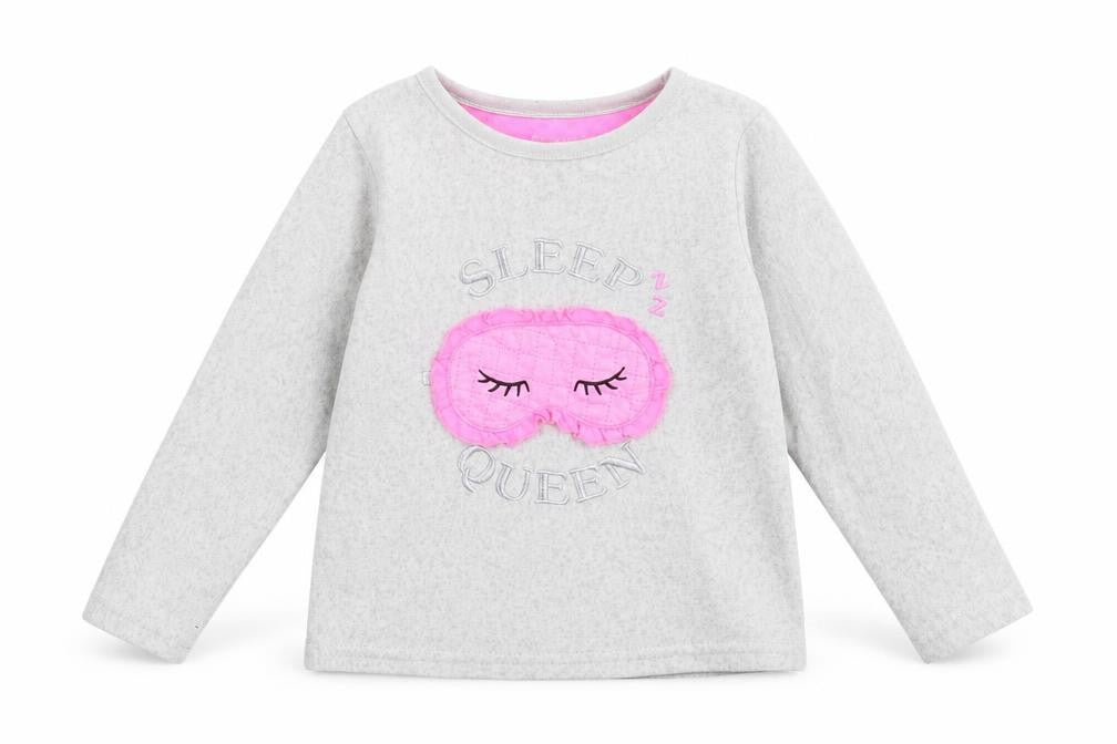 Primark Girls Grey Solid Fleece Top Pyjama Top Size 2-3 Years