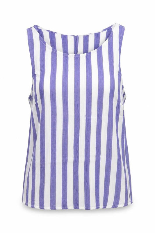 Divided Womens Blue Striped  Basic Tank Size 4