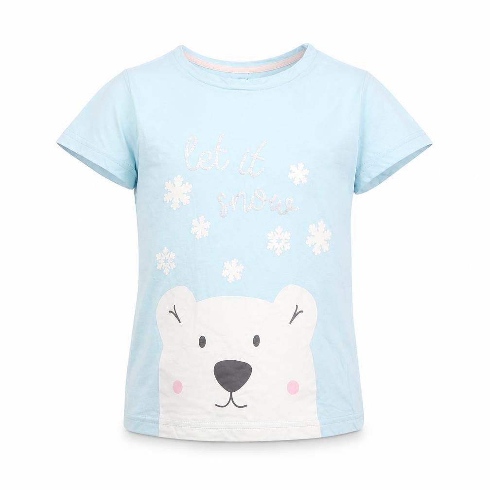 Fluid Girls Blue   Basic T-Shirt Size 9-10 Years  - Let it snow