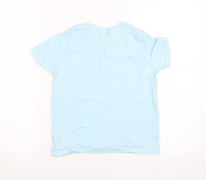 Back view of Fluid girls’ blue basic t-shirt, size 9-10, years - let it snow