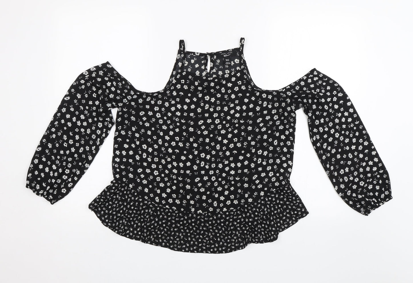 New Look Girls Black Floral  Basic Blouse Size 14 Years