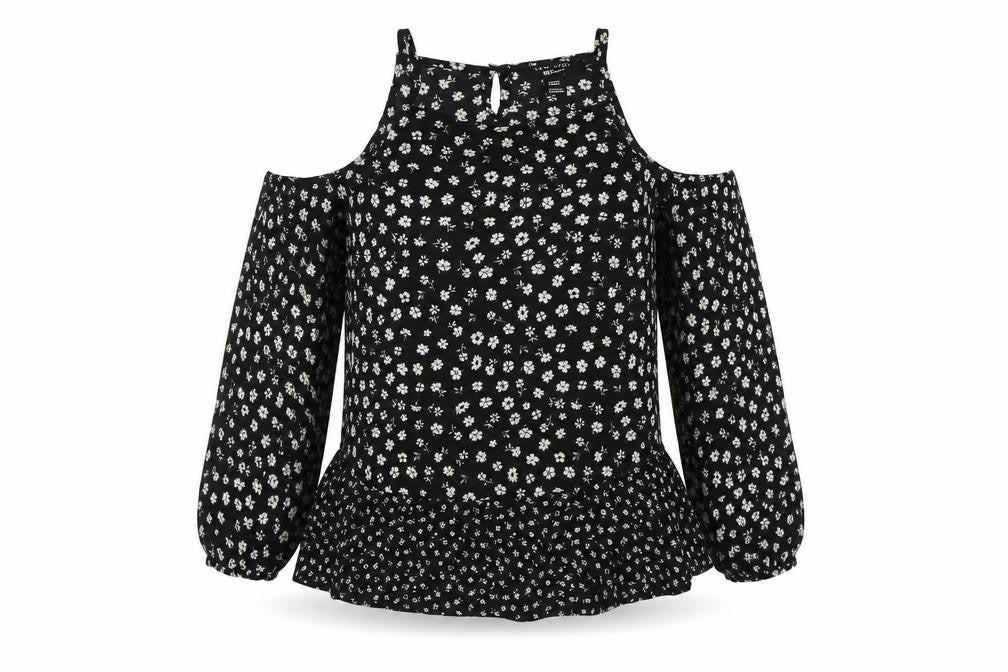 New Look Girls Black Floral  Basic Blouse Size 14 Years