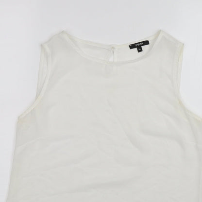 Close-up detail of Papaya women’s white basic blouse, size UK 10