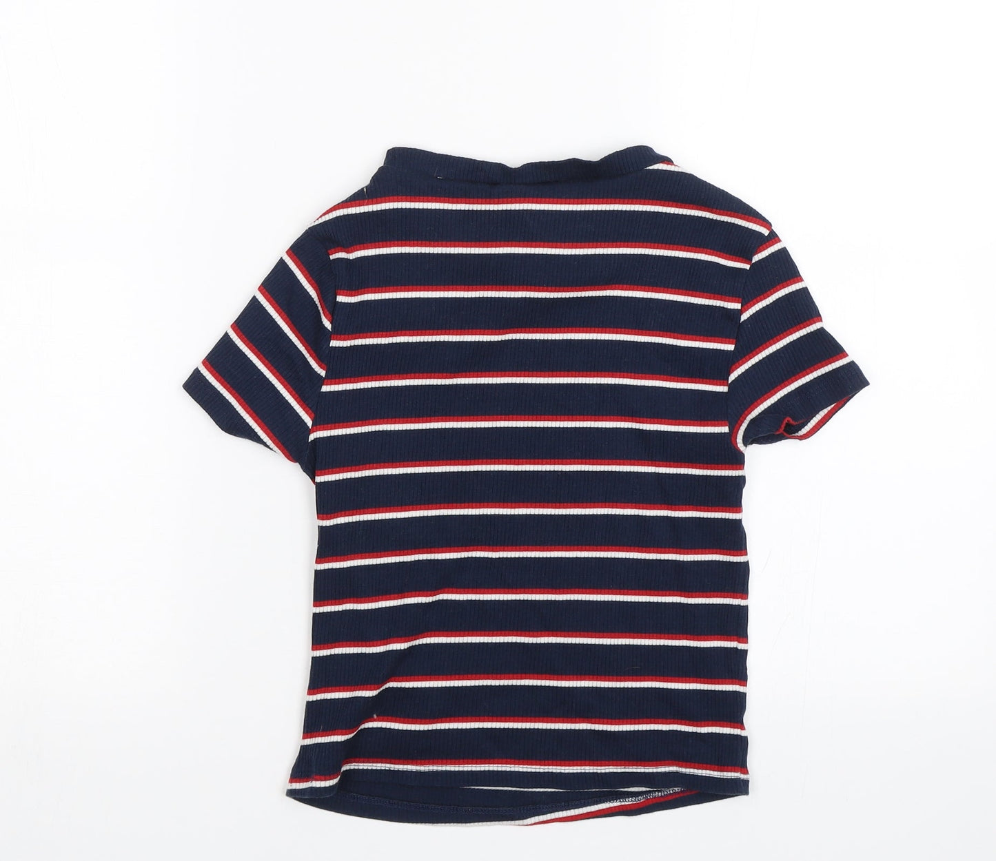 Divided Womens Blue Striped  Basic T-Shirt Size S