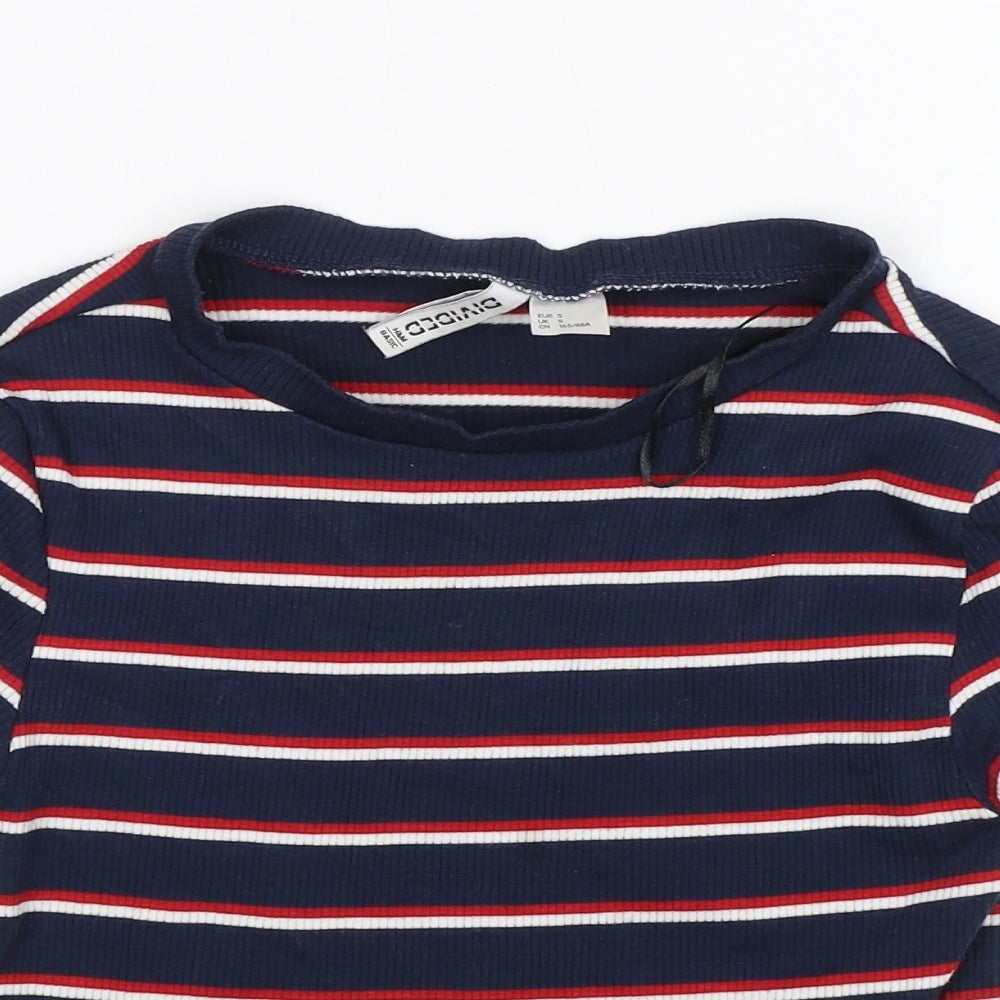 Divided Womens Blue Striped  Basic T-Shirt Size S