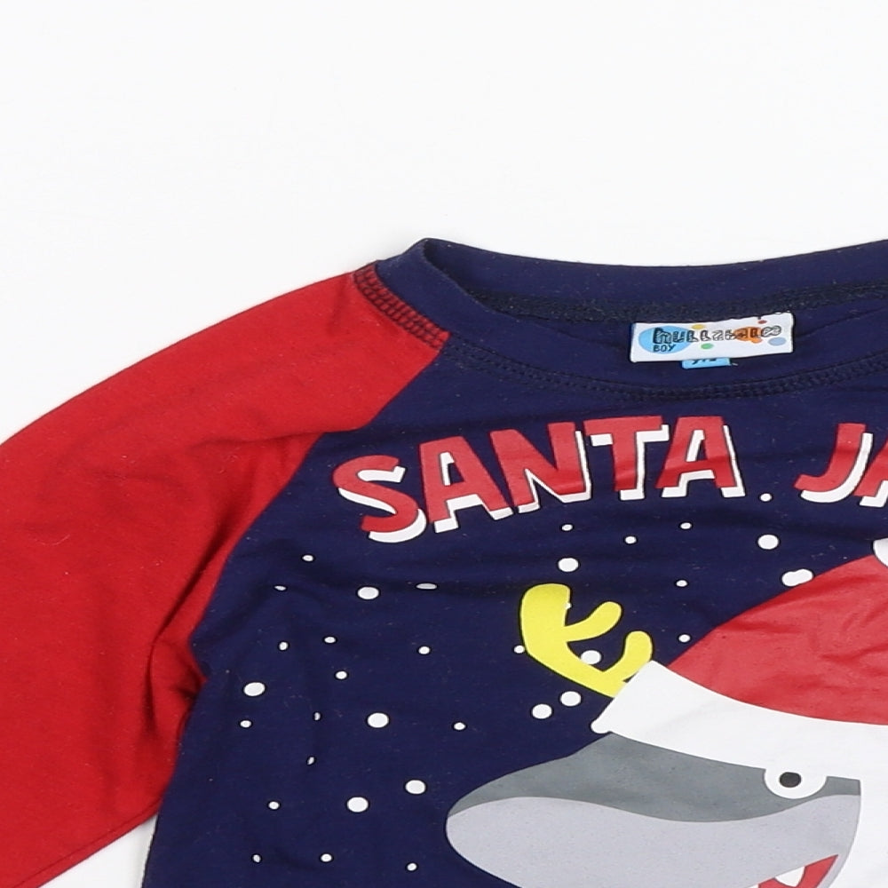 Hullabaloo Boys Black   Basic T-Shirt Size 3-4 Years  - Santa jaws