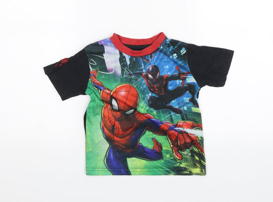 Character.com Boys Black   Basic T-Shirt Size 4 Years  - Spider Man