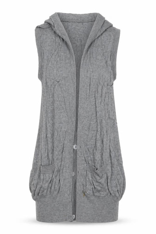 Front view of Atmosphere women’s grey cardigan jumper, size UK 10