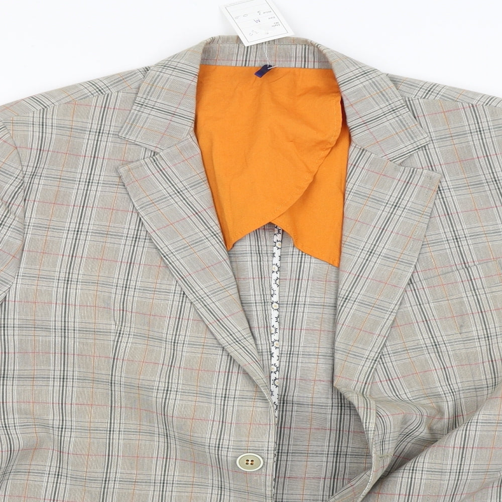 Luigi Spago Womens Beige Check  Jacket Blazer Size M