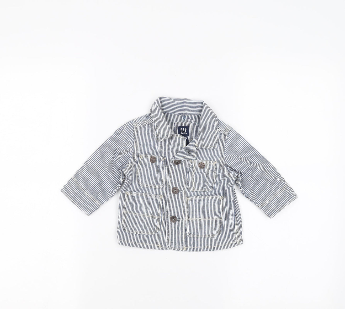 Gap Baby Blue Striped  Basic Button-Up Size 3-6 Months