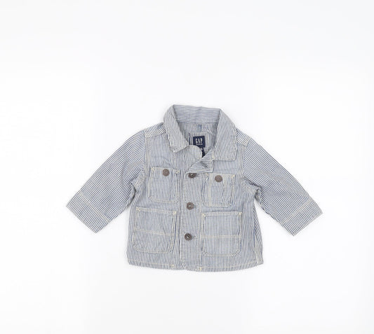 Gap Baby Blue Striped  Basic Button-Up Size 3-6 Months