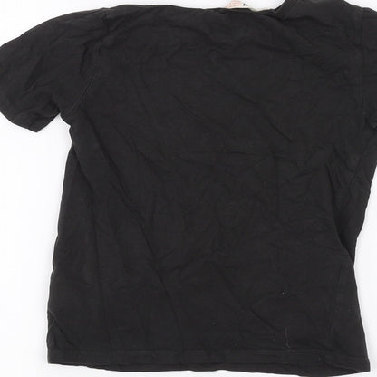 Brand and care label for H&M girls’ black basic t-shirt, size 7-8, years - leopard