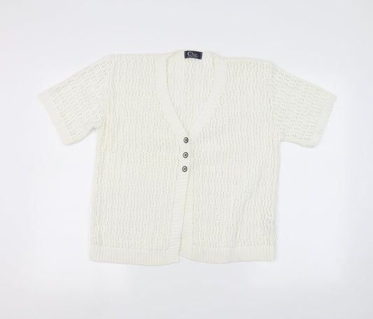 CHIC Womens White   Cardigan Jumper Size M